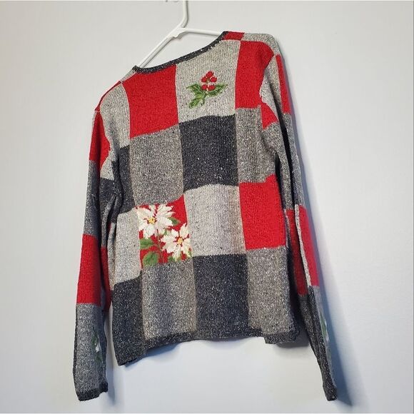 Northern Isles XL Poinsettia Flower Cardigan Holiday Christmas Winter - Picture 2 of 11